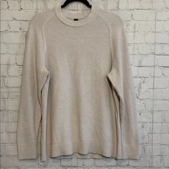 lululemon athletica Men's Ivory Textured Knit Crewneck Sweater Size M - Picture 6 of 9